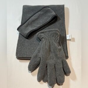 Men's Gray Fleece Gloves, Scarf & Gaiter Set  Excellent Condition